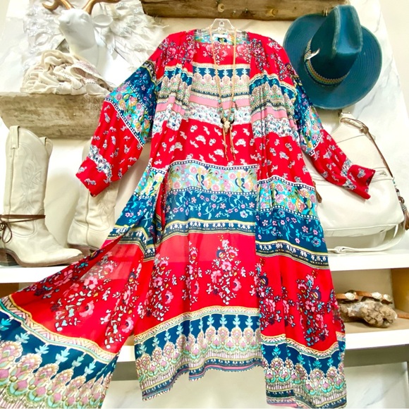 Anthropologie Patrons of Peace boho gypsy duster  w resort vacay beach vibe - Picture 6 of 16
